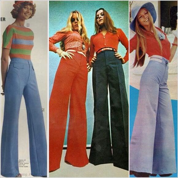 Vintage 70s Light Blue High Rise Wide Leg Pants Disco // Size 25" XS - Picture 7 of 8